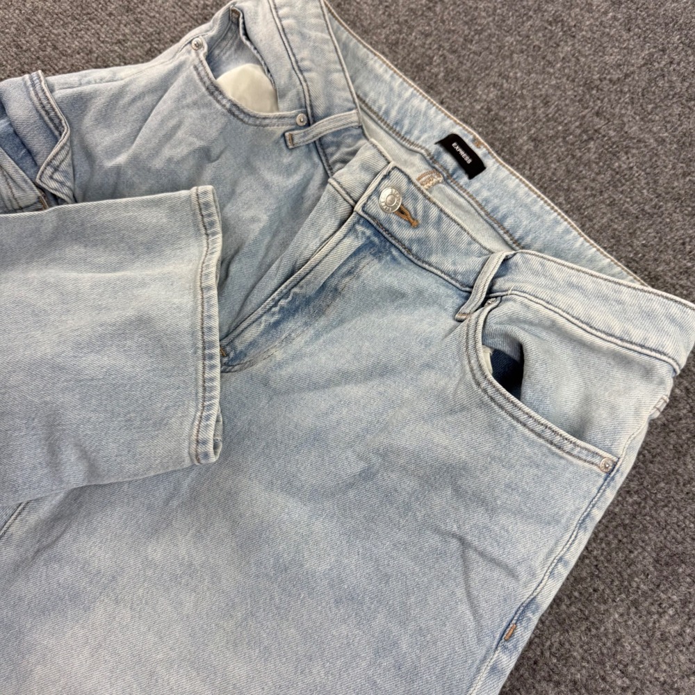 Express Relaxed Straight Jeans 12S Blue Low Rise Stretch Cargo Denim Womens